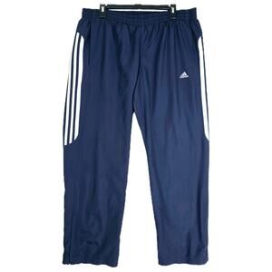 Vtg Adidas Track Pants Blue Windbreaker Ankle Zip Baggy Y2K Medium